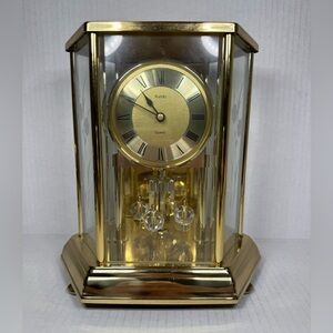 RARE VINTAGE KUNDO QUARTZ WEST GERMAN ROTATING HEXAGON CLOCK FLOWER DESIGN